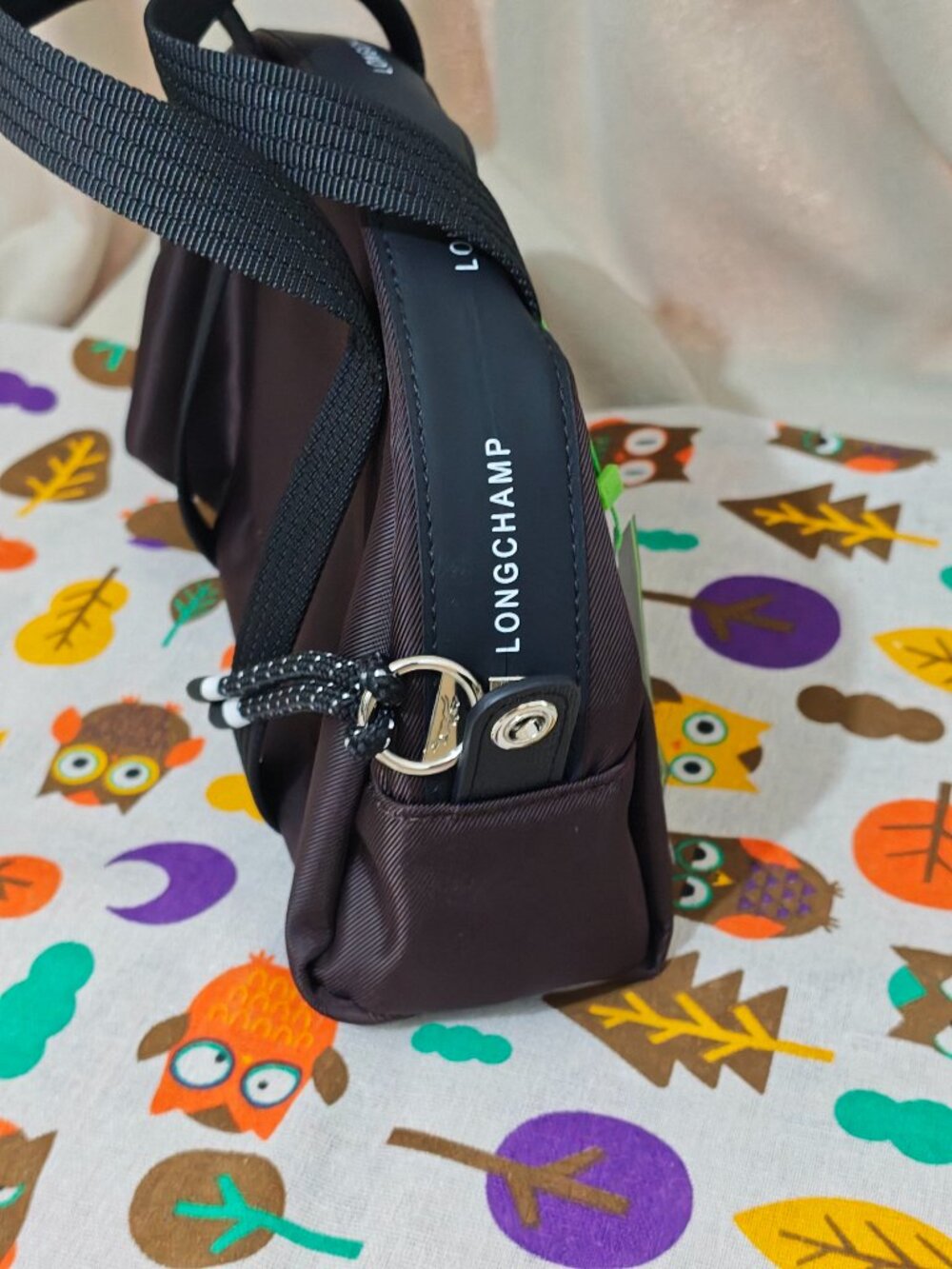 Longchamp Brown Nylon Mini Handbag with Detachable Strap - Picture 2 of 9